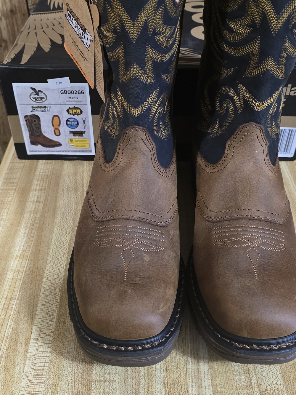 Georgia Boot Men's 8M Brown and Black Western Work Boots - Waterproof Pull-on